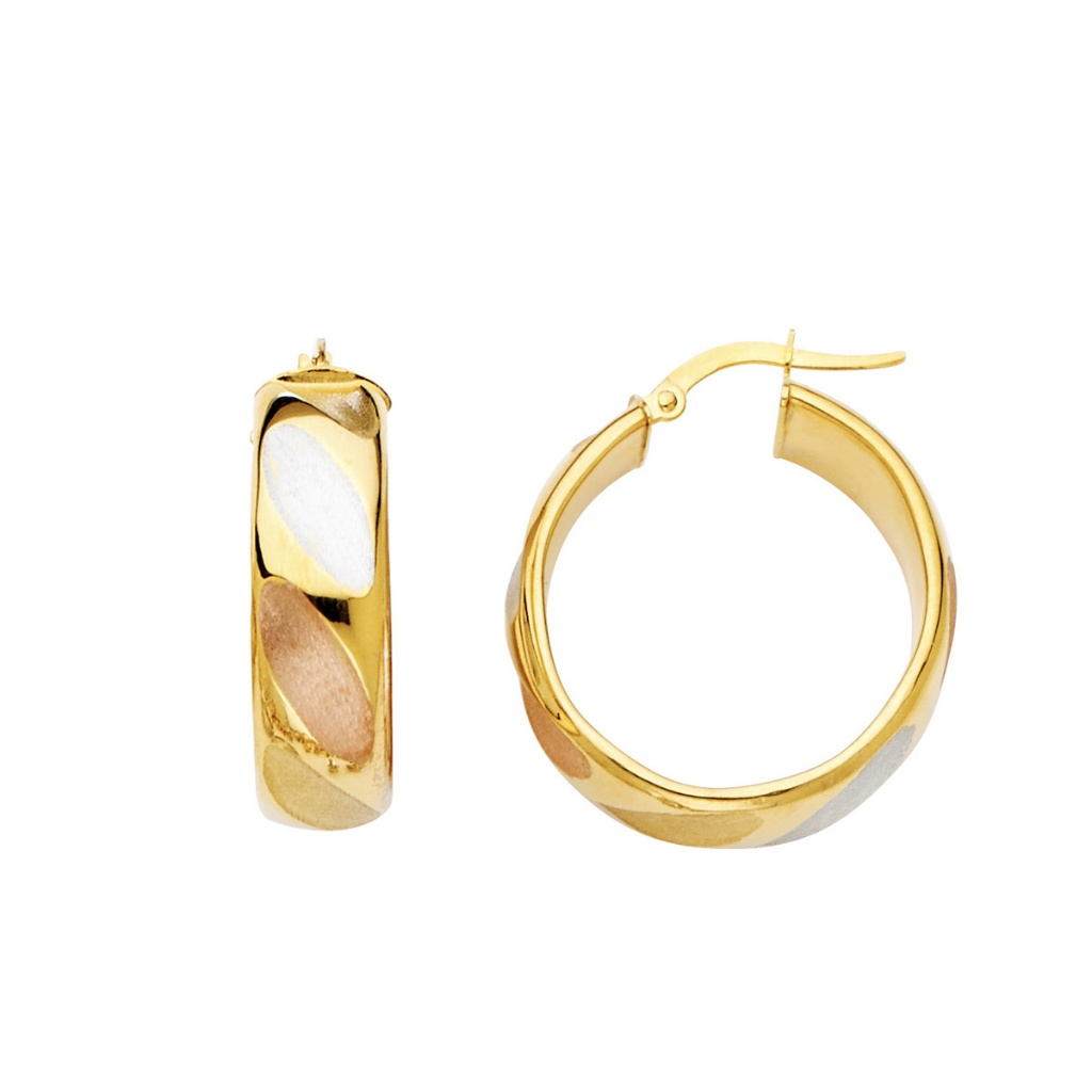 14k Yellow Gold 8mm Hollow Hoop Earrings For Women 1020$